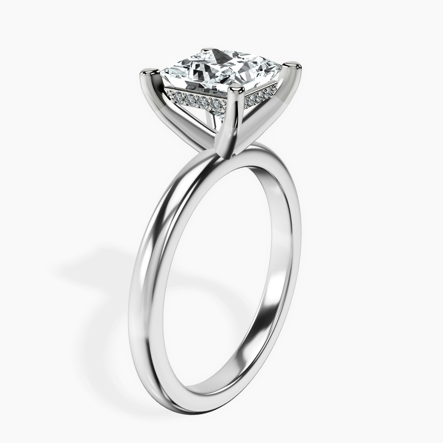 14ct White Gold Mildred Hidden Halo Solitaire Lab Diamond Ring standing product image one
