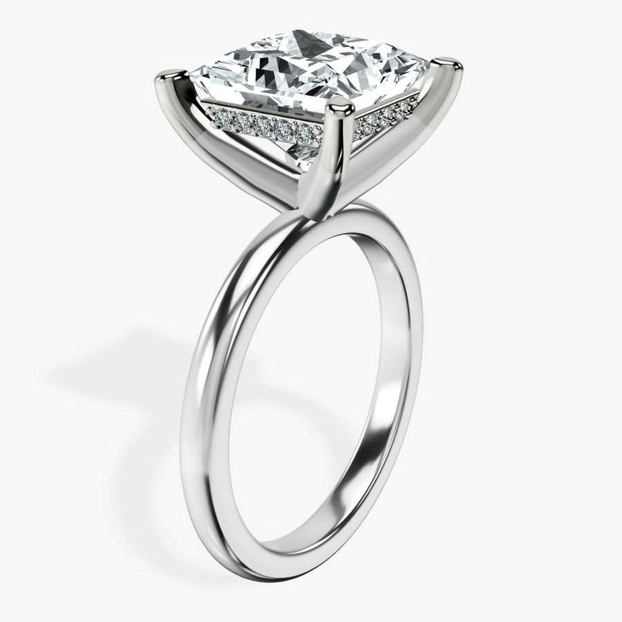 10kt White Gold Mildred Hidden Halo Solitaire Lab Diamond Ring standing product image one