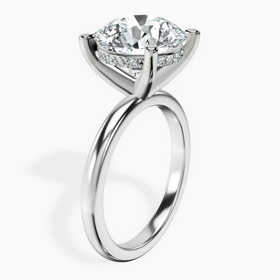 18kt White Gold Mildred Hidden Halo Solitaire Lab Diamond Ring standing product image one