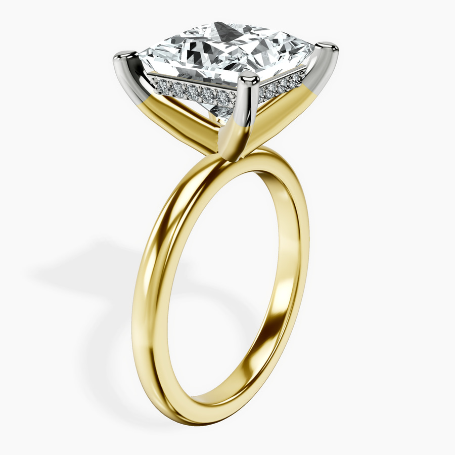 18kt Yellow Gold Mildred Hidden Halo Solitaire Lab Diamond Ring standing product image one