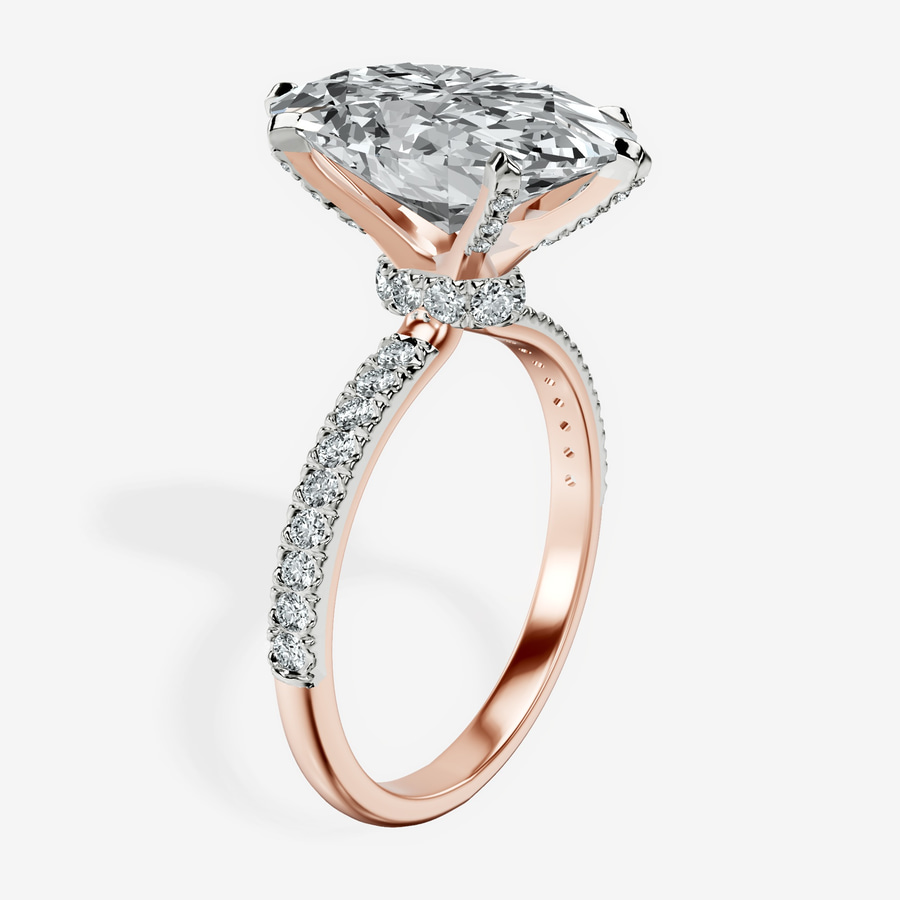 14kt Rose Gold Mereia Secret Halo Lab Diamond Ring standing product image one