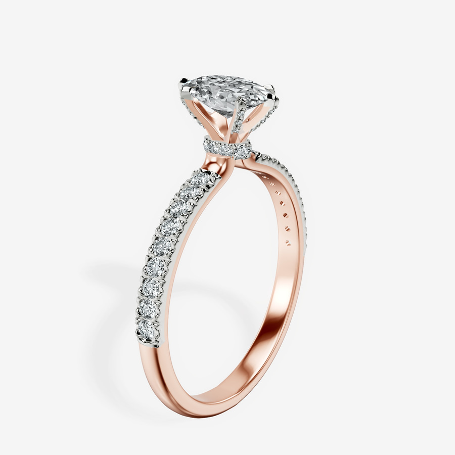10ct Rose Gold Mereia Secret Halo Lab Diamond Ring standing product image one