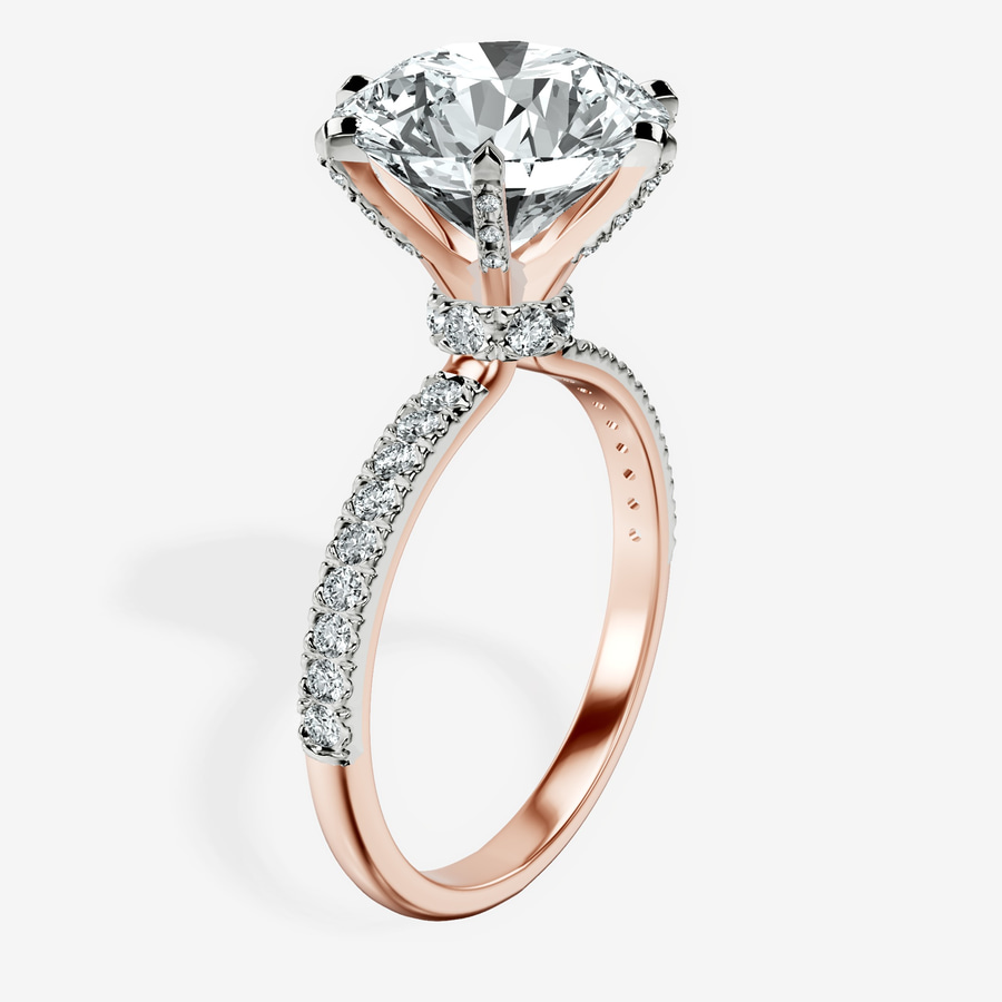 14kt Rose Gold Mereia Secret Halo Lab Diamond Ring standing product image one
