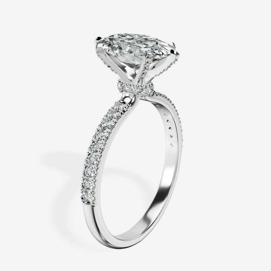 18ct White Gold Mereia Secret Halo Lab Diamond Ring standing product image one