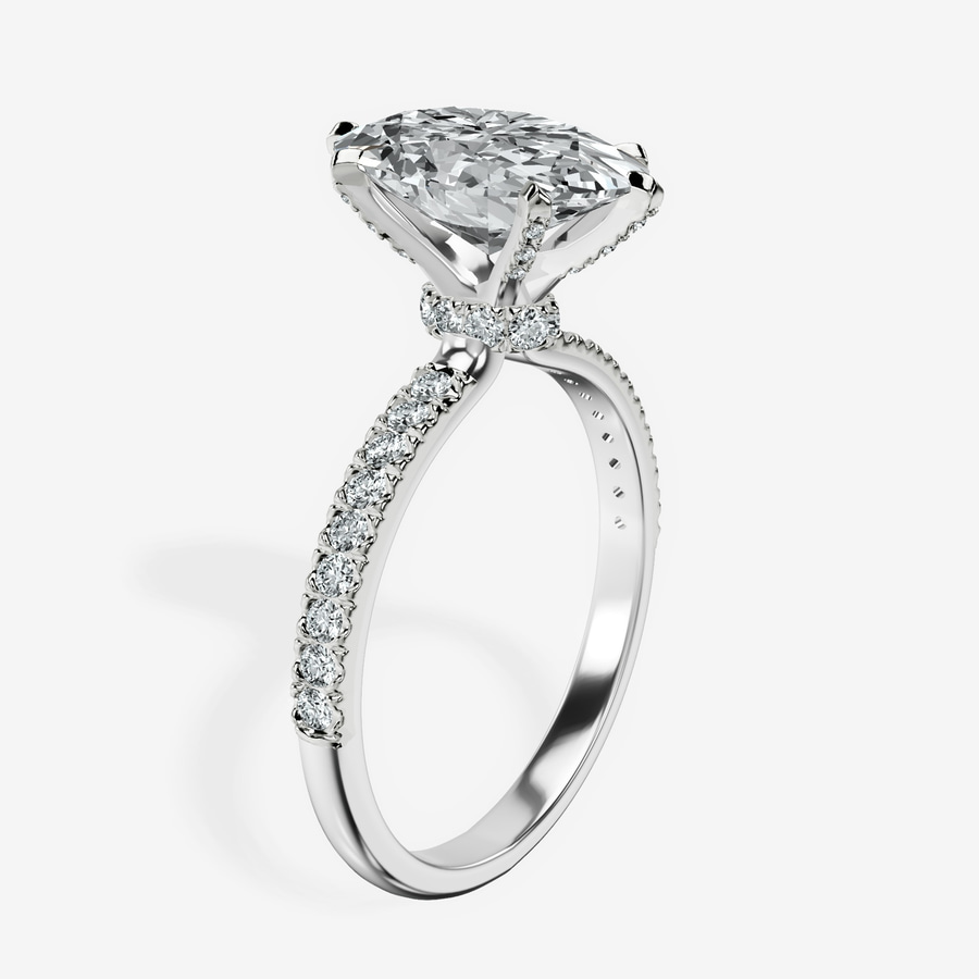 10kt White Gold Mereia Secret Halo Lab Diamond Ring standing product image one