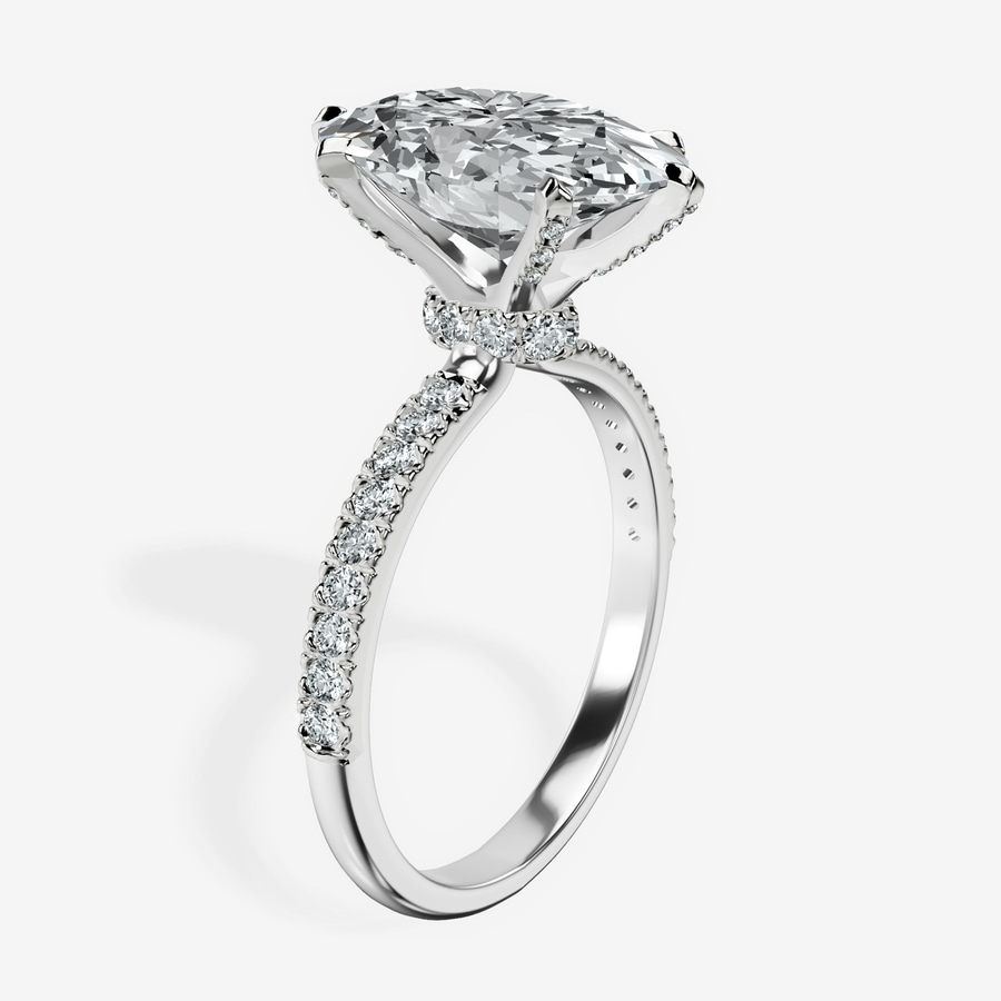 Platinum Mereia Secret Halo Lab Diamond Ring standing product image one