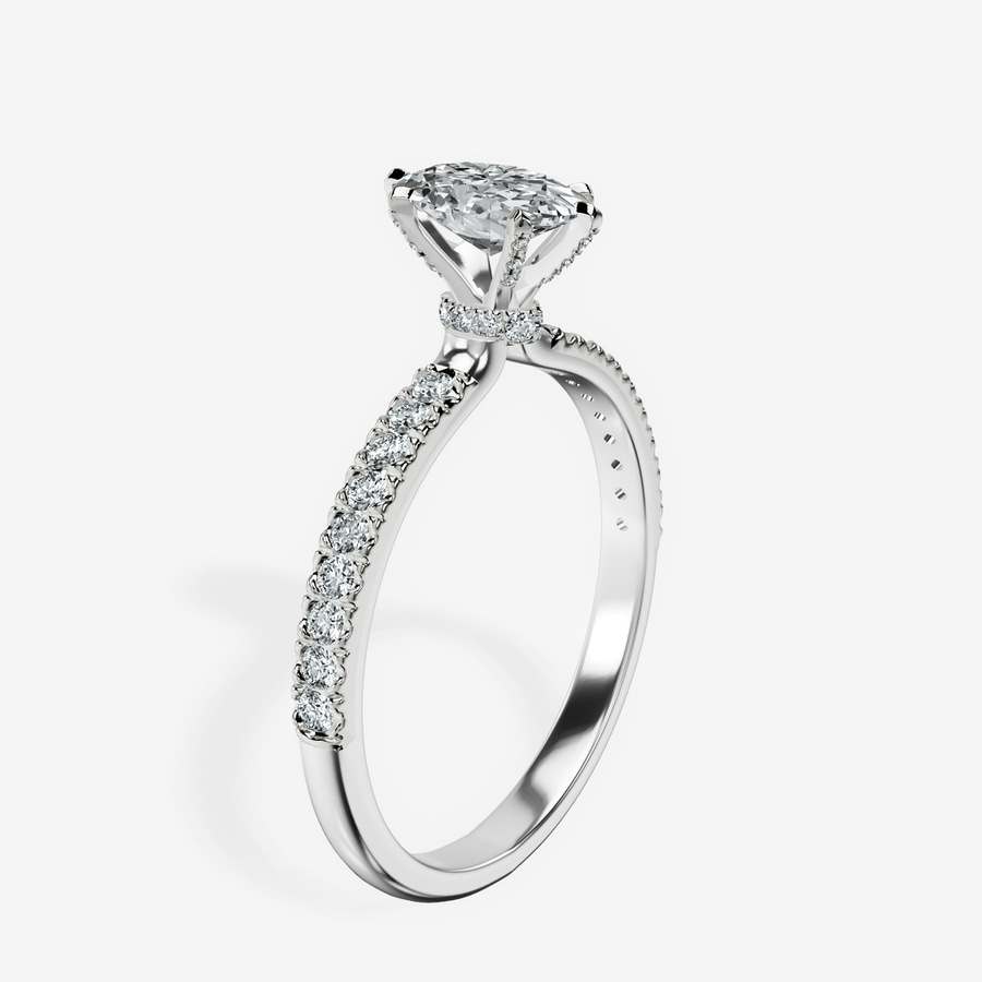 10kt White Gold Mereia Secret Halo Lab Diamond Ring standing product image one
