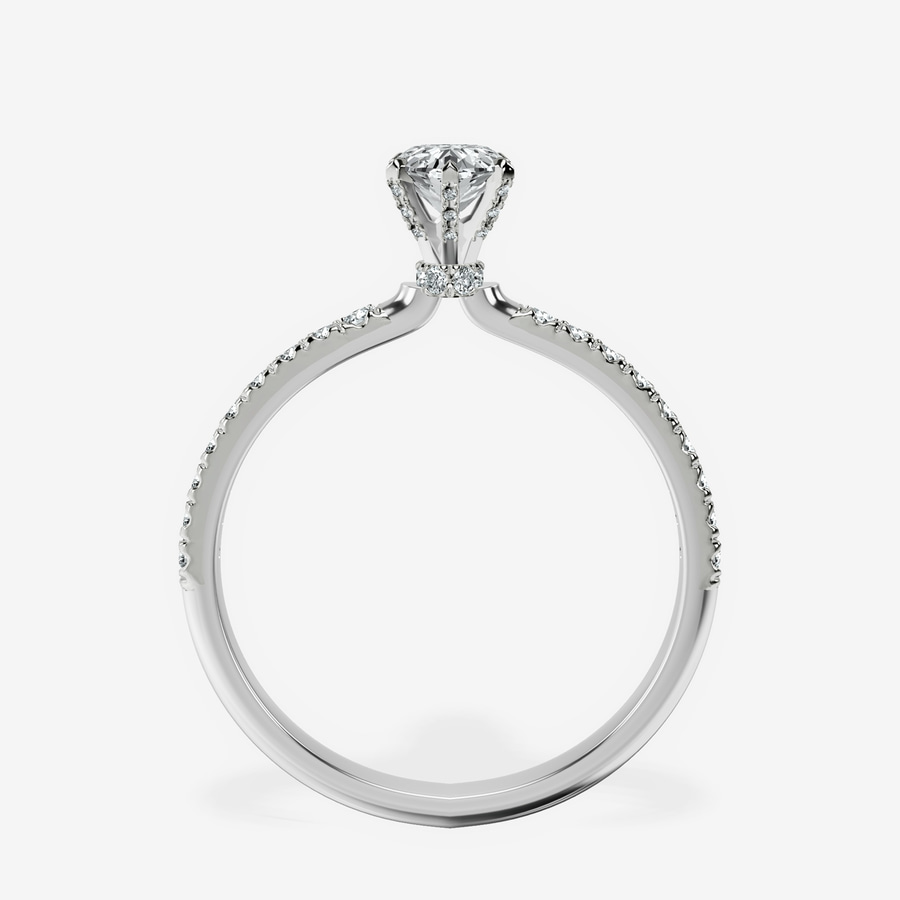 10kt White Gold Mereia Secret Halo Lab Diamond Ring side right image one