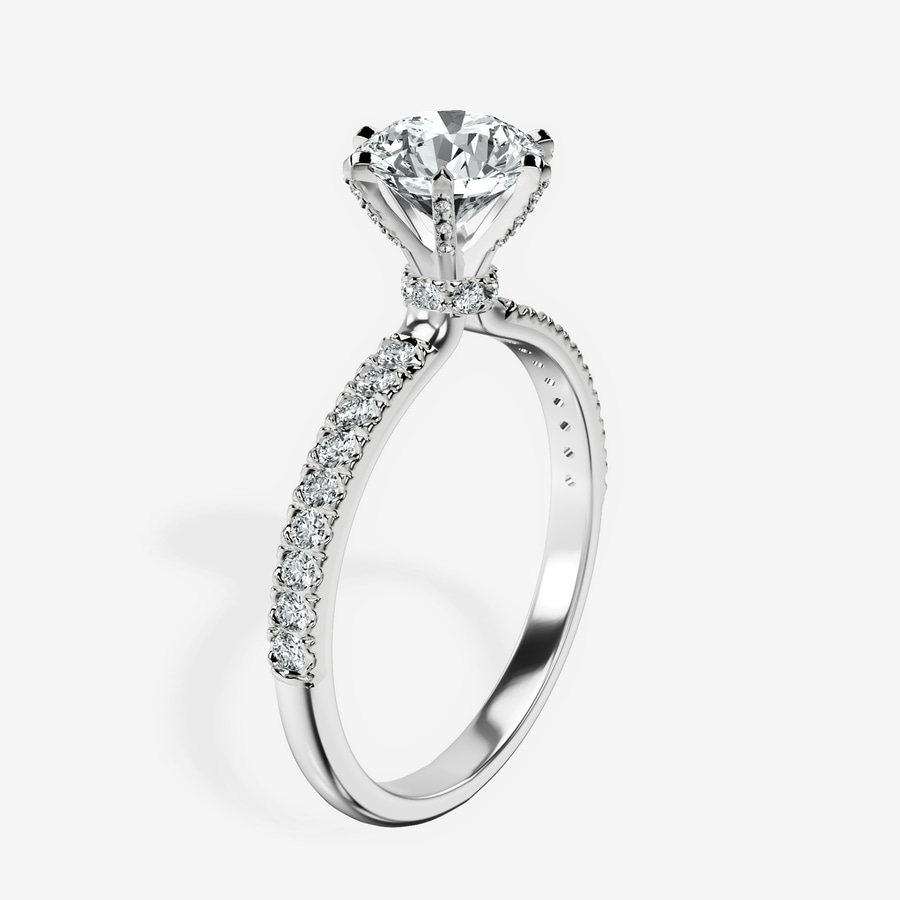 10kt White Gold Mereia Secret Halo Lab Diamond Ring standing product image one