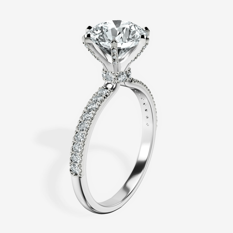 10kt White Gold Mereia Secret Halo Lab Diamond Ring standing product image one