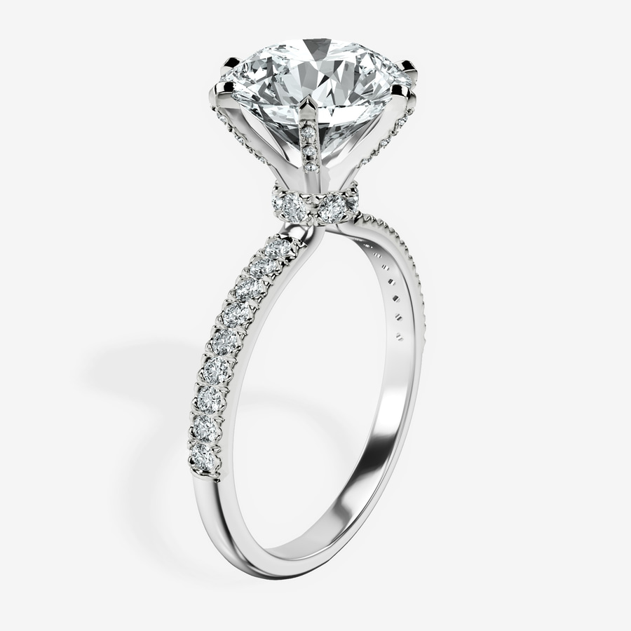 10kt White Gold Mereia Secret Halo Lab Diamond Ring standing product image one