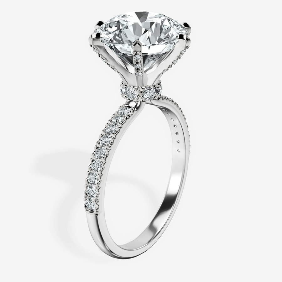Platinum Mereia Secret Halo Lab Diamond Ring standing product image one