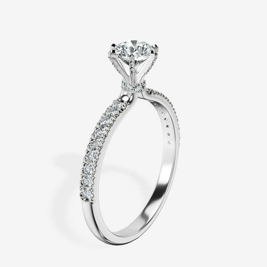 10kt White Gold Mereia Secret Halo Lab Diamond Ring standing product image one