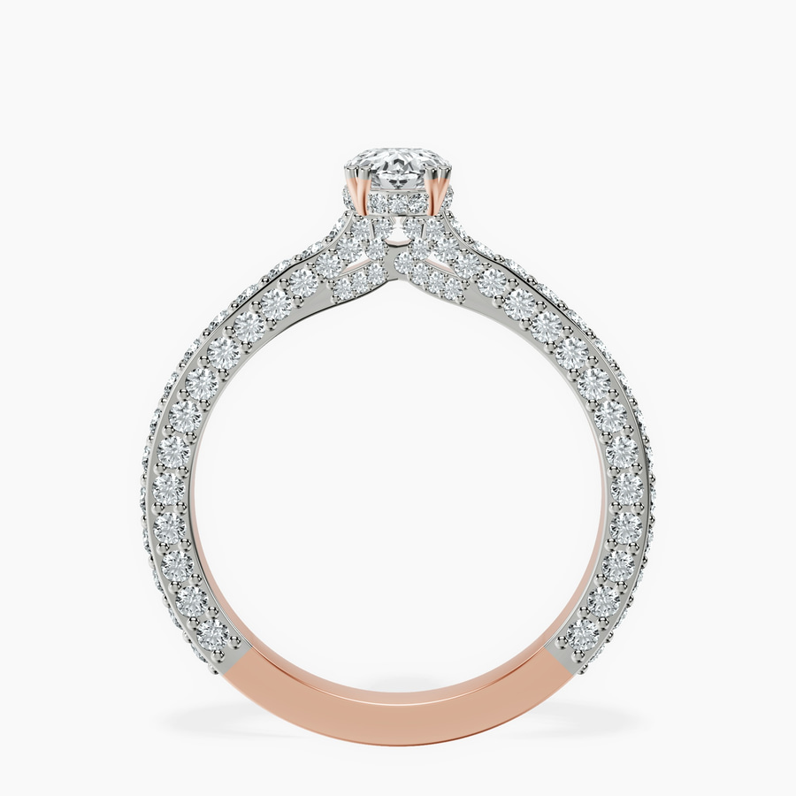 18kt Rose Gold Eternia Criss Cross Side Halo Lab Diamond Ring side right image one