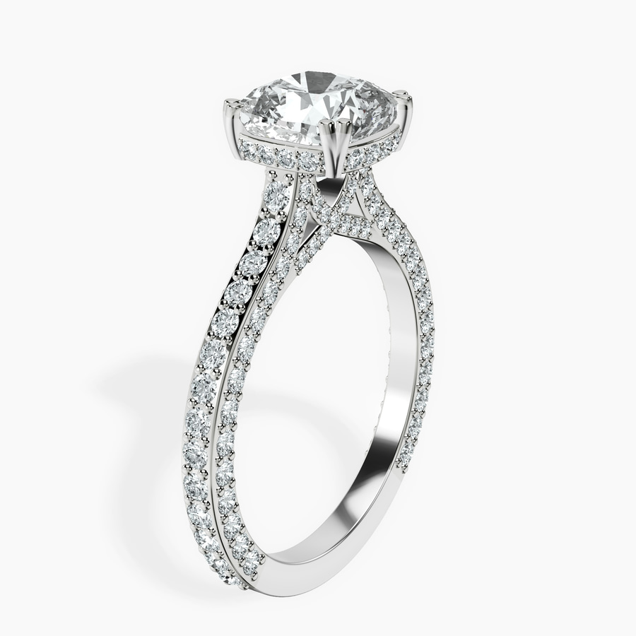 14kt White Gold Eternia Criss Cross Side Halo Lab Diamond Ring standing product image one