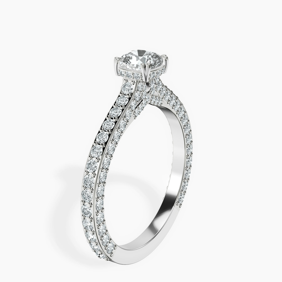10kt White Gold Eternia Criss Cross Side Halo Lab Diamond Ring standing product image one