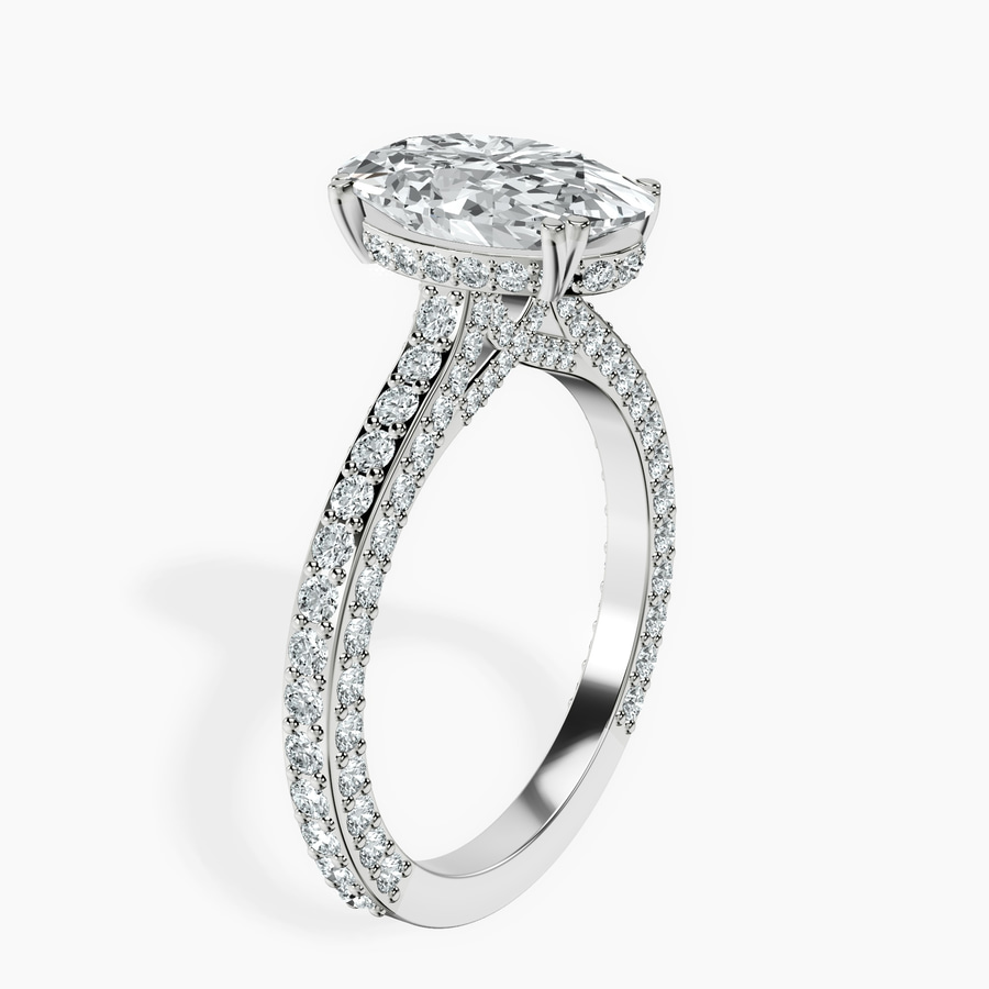 14kt White Gold Eternia Criss Cross Side Halo Lab Diamond Ring standing product image one