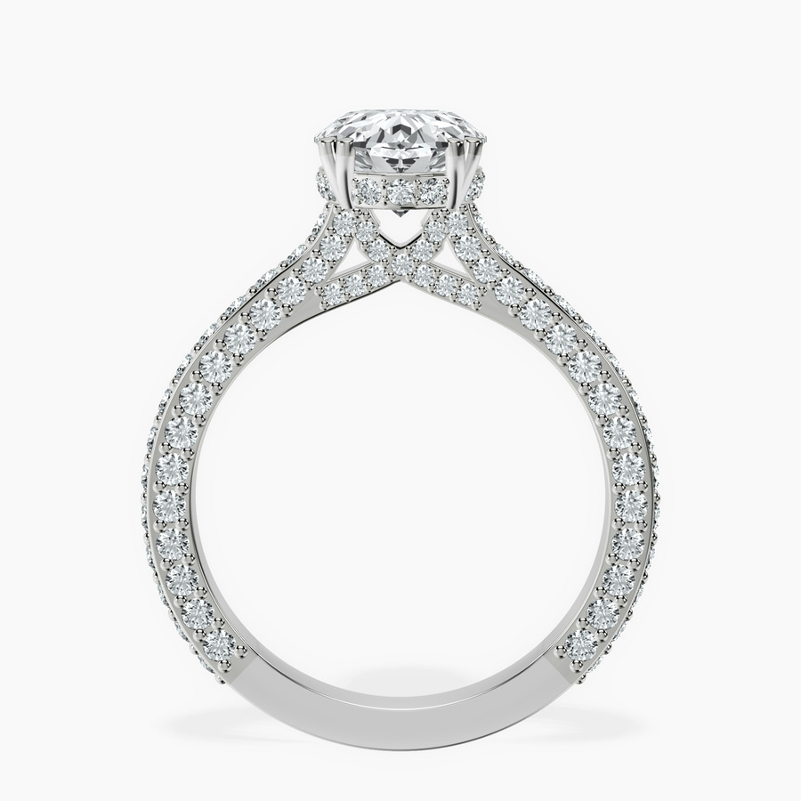 14kt White Gold Eternia Criss Cross Side Halo Lab Diamond Ring side right image one
