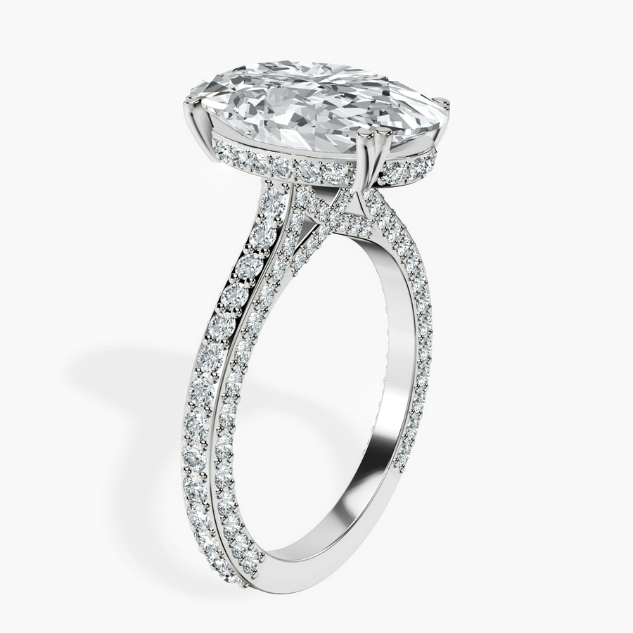14kt White Gold Eternia Criss Cross Side Halo Lab Diamond Ring standing product image one