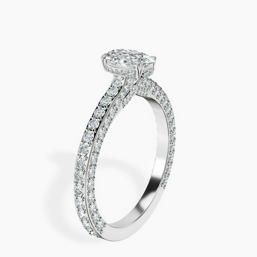 10kt White Gold Eternia Criss Cross Side Halo Lab Diamond Ring standing product image one