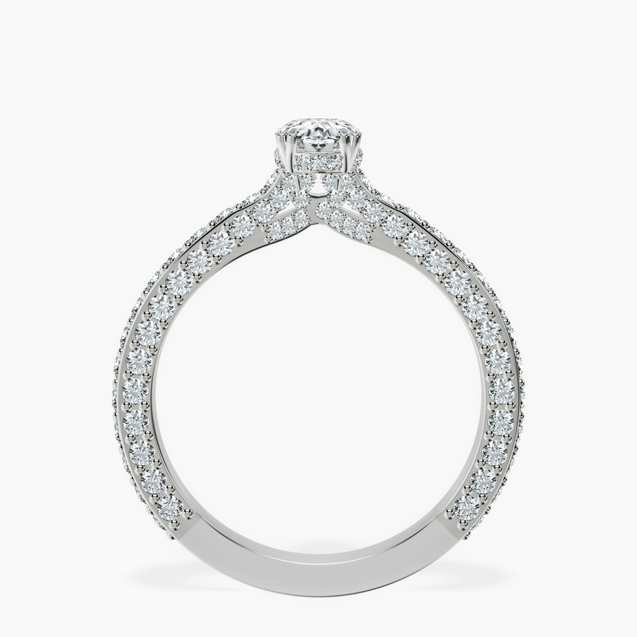 10kt White Gold Eternia Criss Cross Side Halo Lab Diamond Ring side right image one