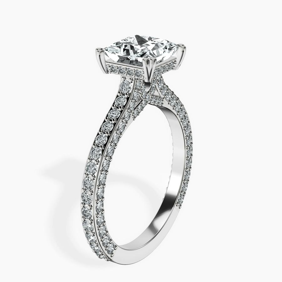 18kt White Gold Eternia Criss Cross Side Halo Lab Diamond Ring standing product image one