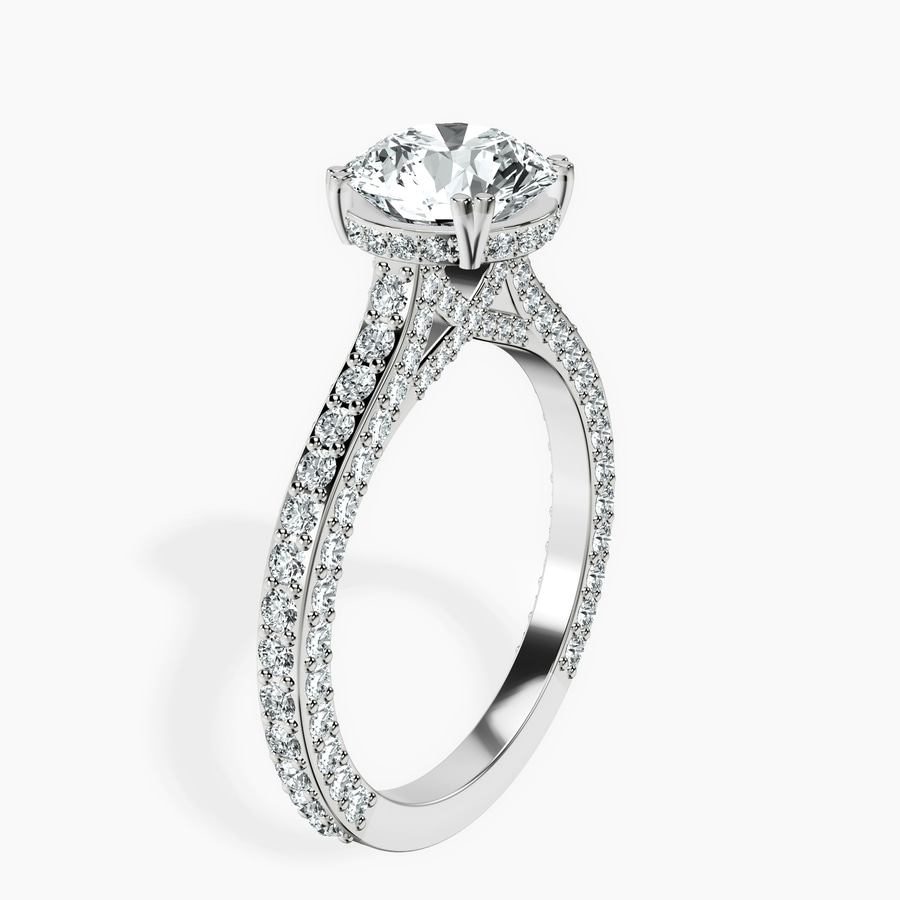 18kt White Gold Eternia Criss Cross Side Halo Lab Diamond Ring standing product image one