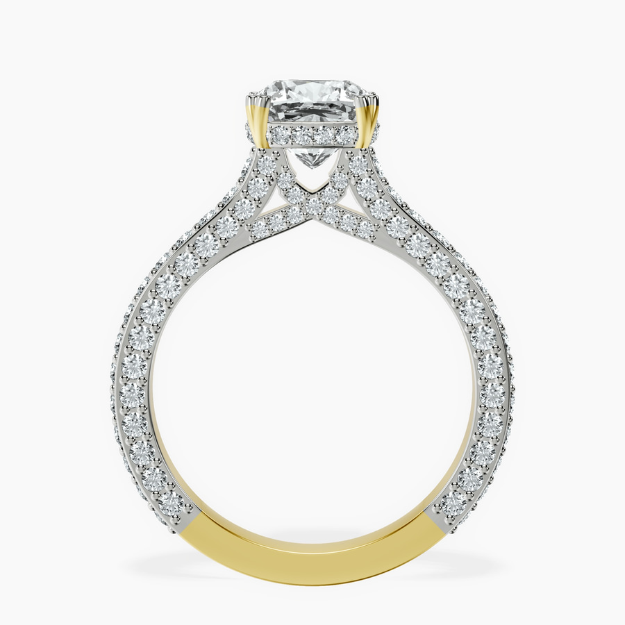 18kt Yellow Gold Eternia Criss Cross Side Halo Lab Diamond Ring side right image one