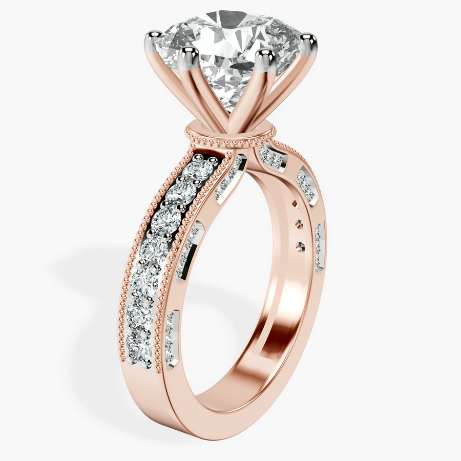 18kt Rose Gold Regalia Milgrain Lab Diamond Ring standing product image one