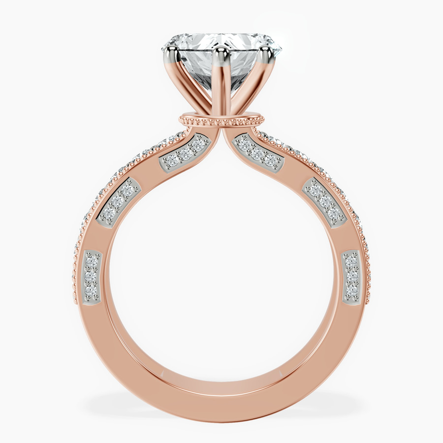 18kt Rose Gold Regalia Milgrain Lab Diamond Ring side right image one
