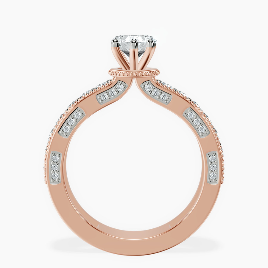 14kt Rose Gold Regalia Milgrain Lab Diamond Ring side right image one