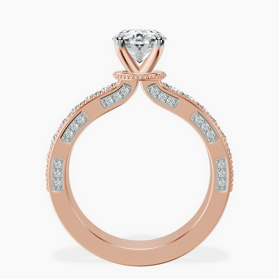 14ct Rose Gold Regalia Milgrain Lab Diamond Ring side right image one