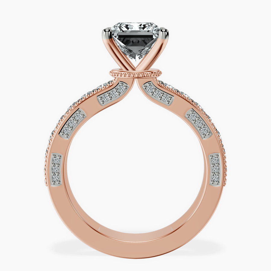 14ct Rose Gold Regalia Milgrain Lab Diamond Ring side right image one