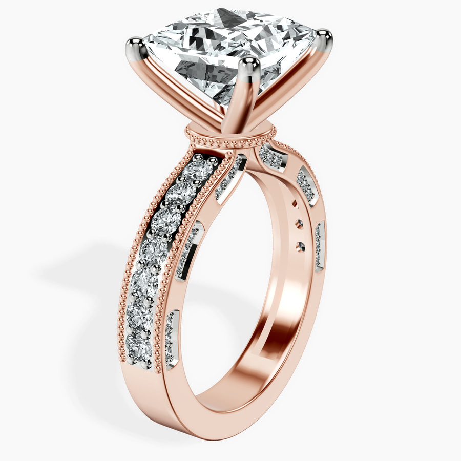 14kt Rose Gold Regalia Milgrain Lab Diamond Ring standing product image one