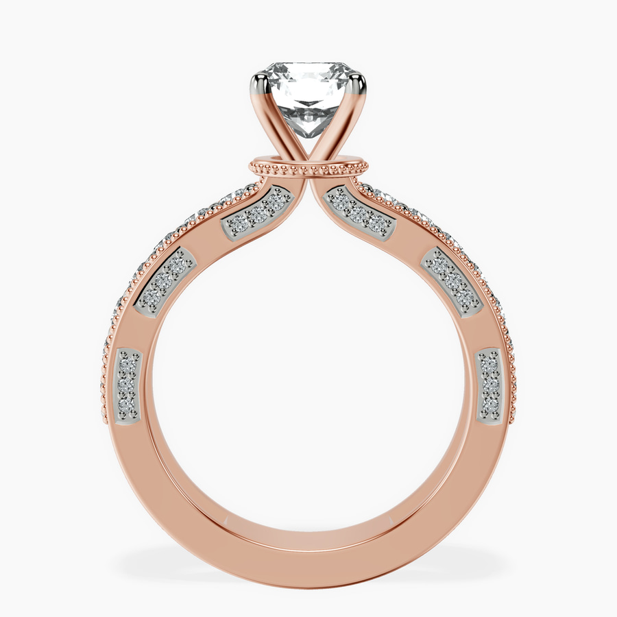 14kt Rose Gold Regalia Milgrain Lab Diamond Ring side right image one