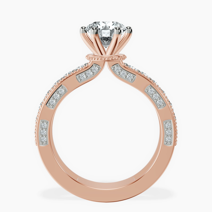 18kt Rose Gold Regalia Milgrain Lab Diamond Ring side right image one