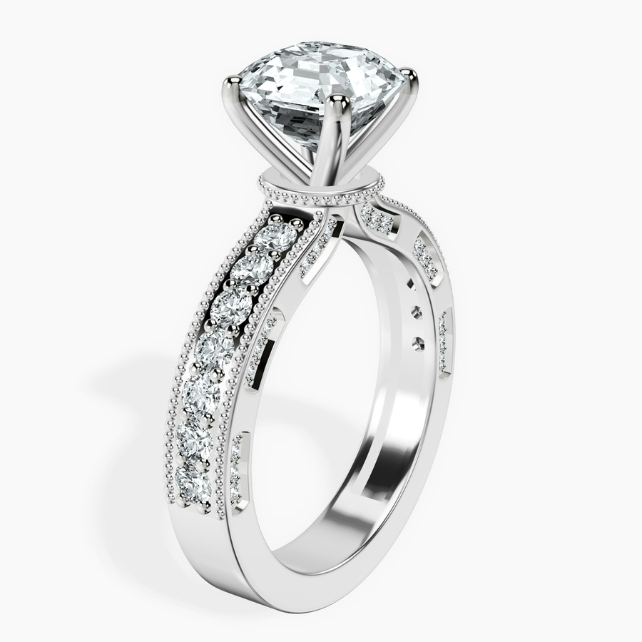 14kt White Gold Regalia Milgrain Lab Diamond Ring standing product image one