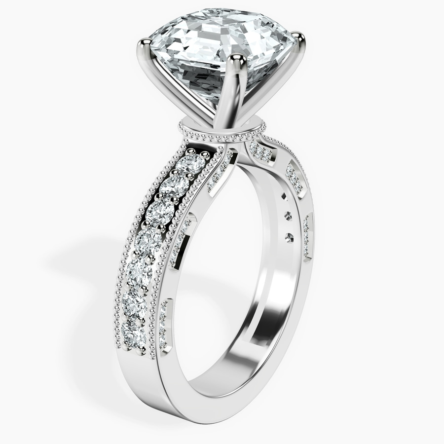 18kt White Gold Regalia Milgrain Lab Diamond Ring standing product image one