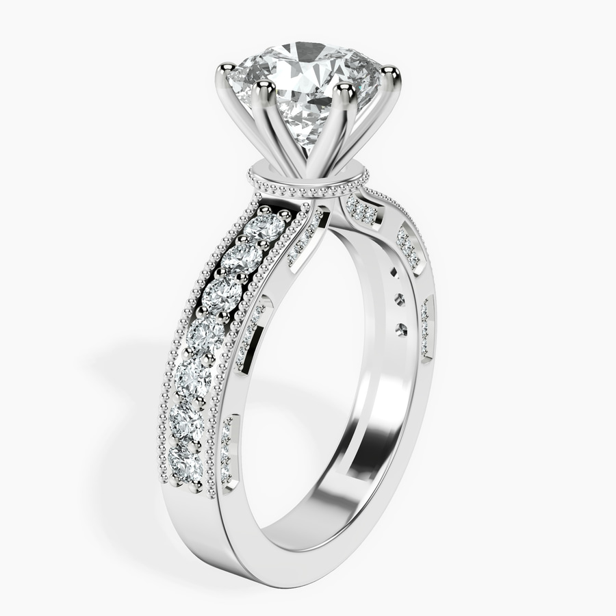 10kt White Gold Regalia Milgrain Lab Diamond Ring standing product image one