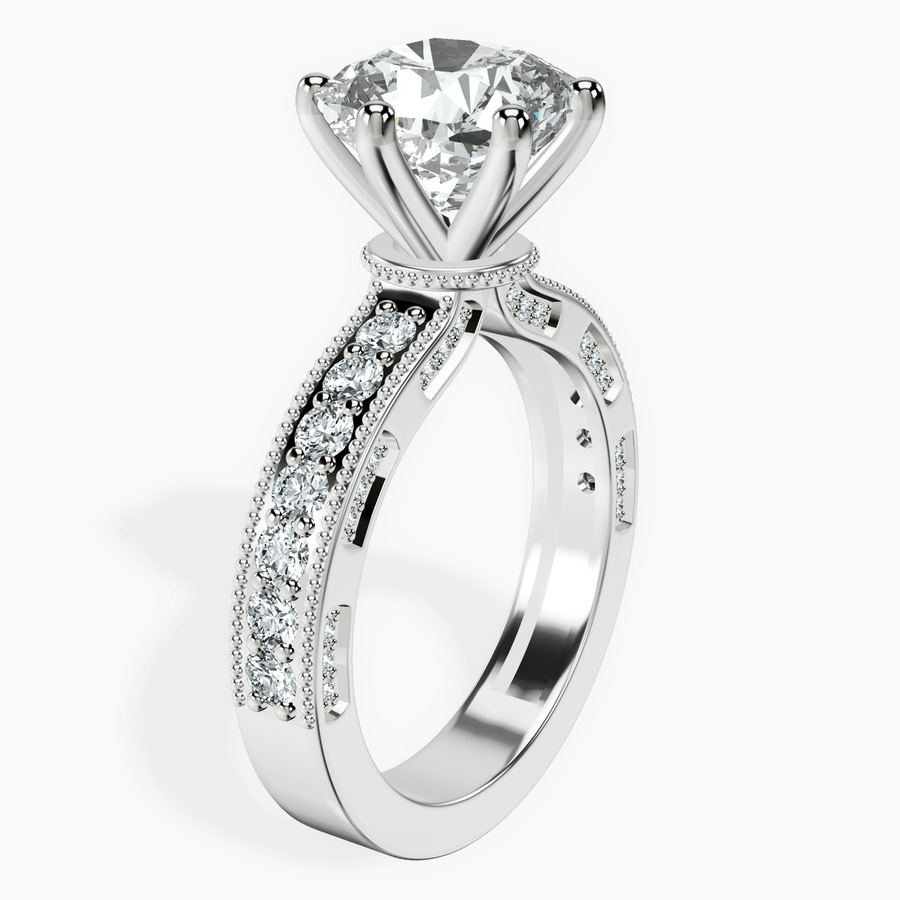 10kt White Gold Regalia Milgrain Lab Diamond Ring standing product image one