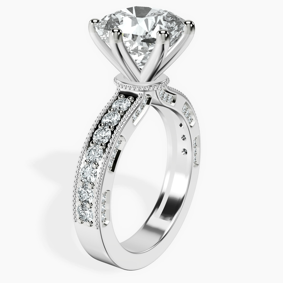 10kt White Gold Regalia Milgrain Lab Diamond Ring standing product image one