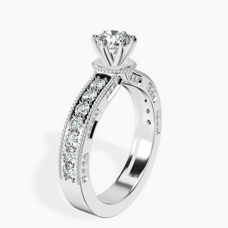 10kt White Gold Regalia Milgrain Lab Diamond Ring standing product image one