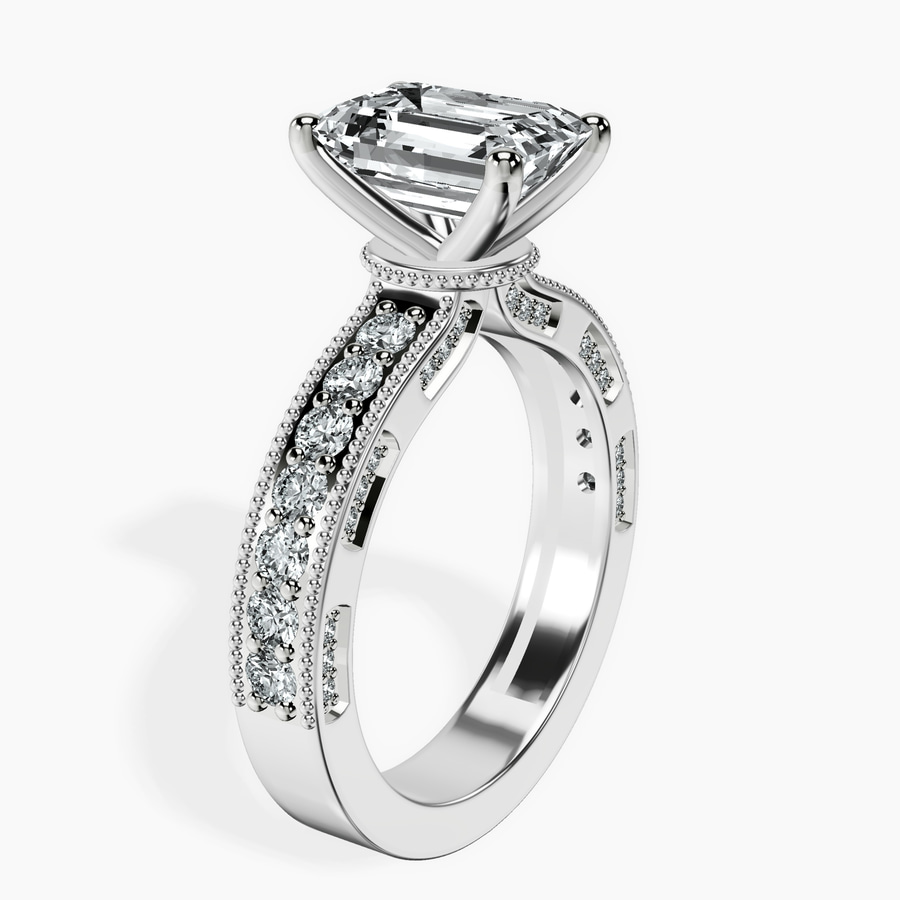 14kt White Gold Regalia Milgrain Lab Diamond Ring standing product image one