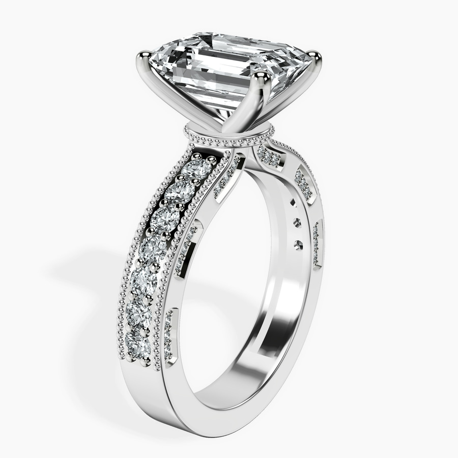 14kt White Gold Regalia Milgrain Lab Diamond Ring standing product image one