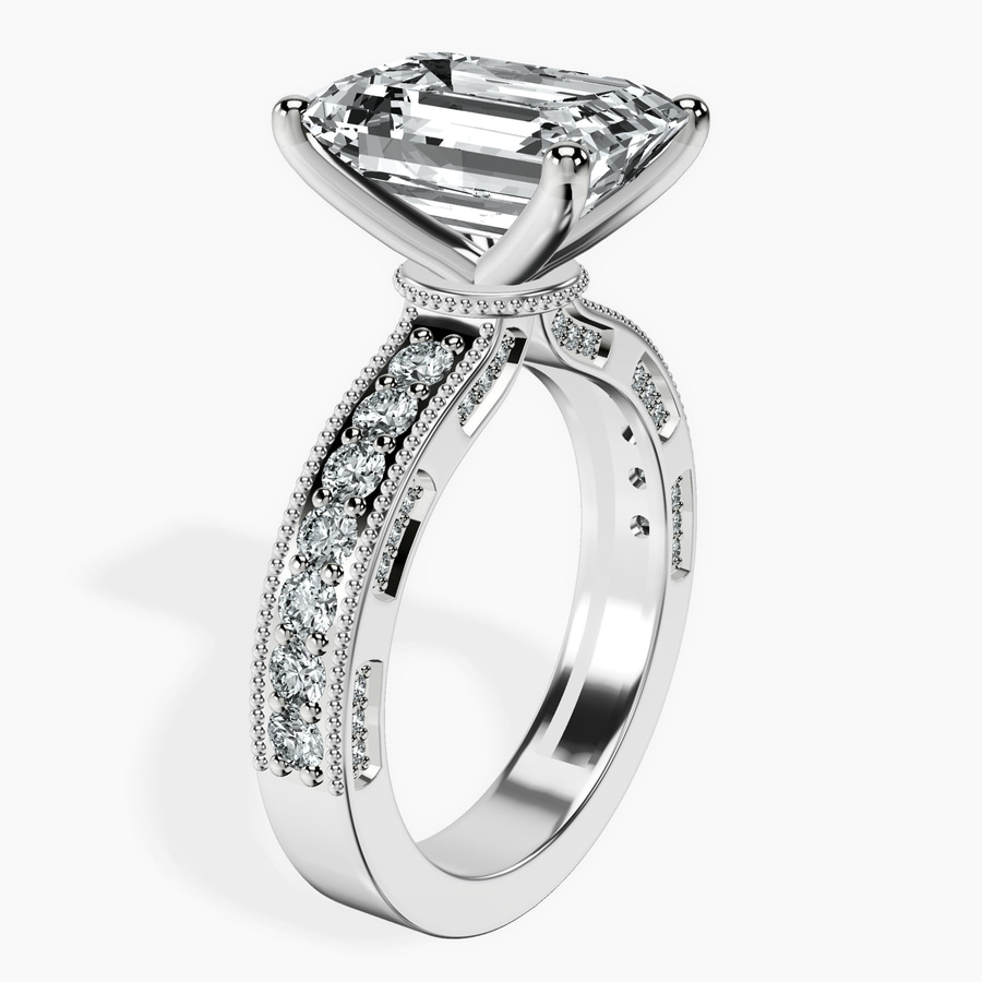 10kt White Gold Regalia Milgrain Lab Diamond Ring standing product image one
