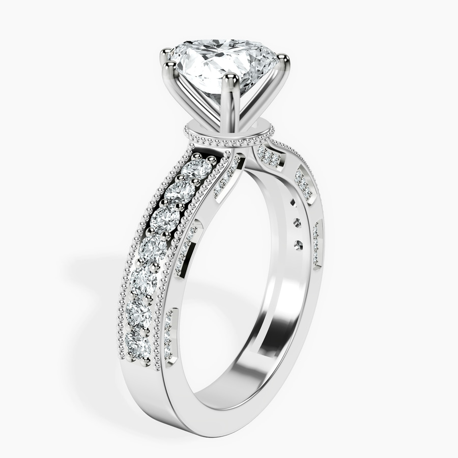 Platinum Regalia Milgrain Lab Diamond Ring standing product image one