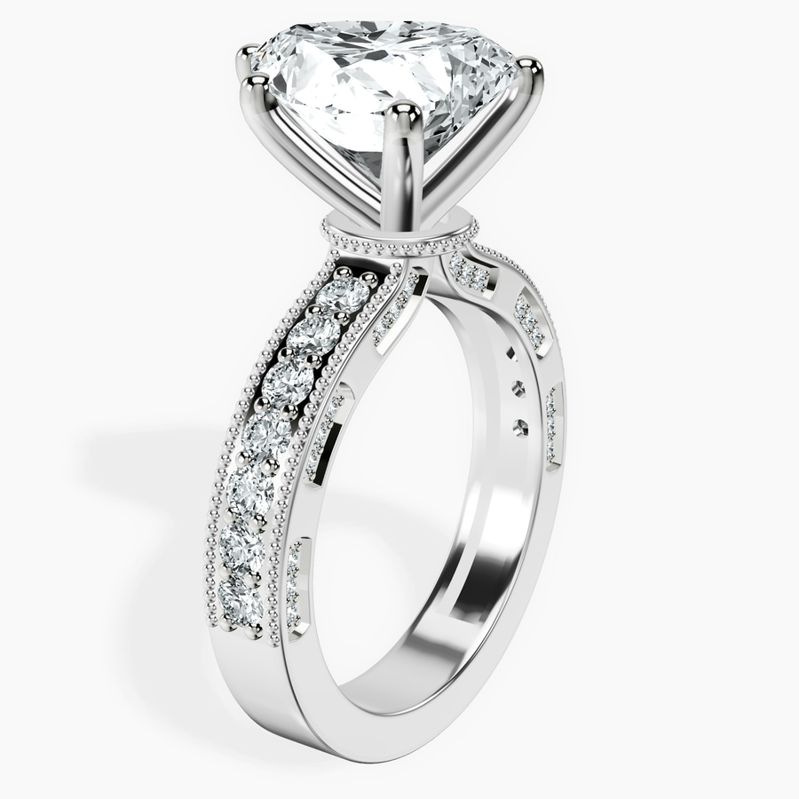 10kt White Gold Regalia Milgrain Lab Diamond Ring standing product image one