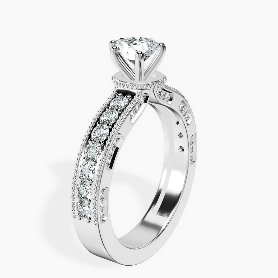 10kt White Gold Regalia Milgrain Lab Diamond Ring standing product image one