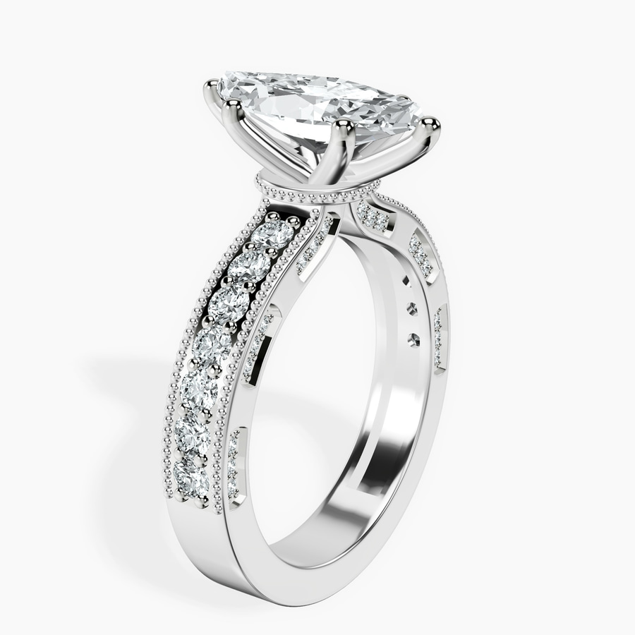 Platinum Regalia Milgrain Lab Diamond Ring standing product image one