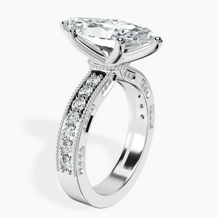 Platinum Regalia Milgrain Lab Diamond Ring standing product image one